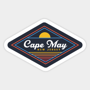 Cape May Diamond Retro Sunset Cape May NJ Family Vacation Sticker